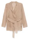 Antonelli 'james' Jacket In Beige Silk With Belt In Neutrals