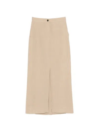 Antonelli Jamie Button Slit Skirt In Brown