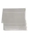 Antonelli Linen-blend Grey Scarf With Fringed Edges In Grey