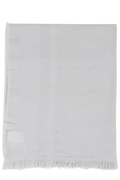 Antonelli Jesolo Lurex Stola With Fringed Edges In White