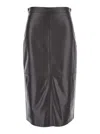 Antonelli Kinder Black Midi Skirt With Rear Single Slit In Leather Woman In Brown