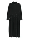 Antonelli Mid-length Black Dress With High Neckline And Sequined Detail In Black