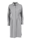 Antonelli Knee-length Tailored Dress With Classic Collar And Structured Pleats In Gray