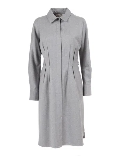 ANTONELLI KNEE-LENGTH TAILORED DRESS WITH CLASSIC COLLAR AND STRUCTURED PLEATS