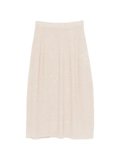 Antonelli Knitted Sequin Skirt In Neutral