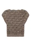 Antonelli Hollow Knit Sweater In Brown