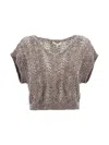 Antonelli Lace Knit Top With Sequins In Brown