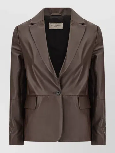Antonelli Lamb Leather Blazer In Brown
