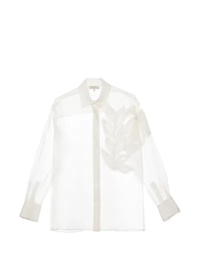 Antonelli Leaf-applique Sheer Shirt In White