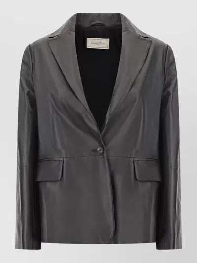 Antonelli Leather Coat In Black