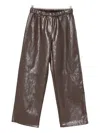 Antonelli Elastic Leather Casual Pants In Brown