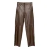 Antonelli Leather Straight-leg Trousers In Brown