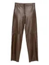 Antonelli Leather Straight-leg Trousers In Brown