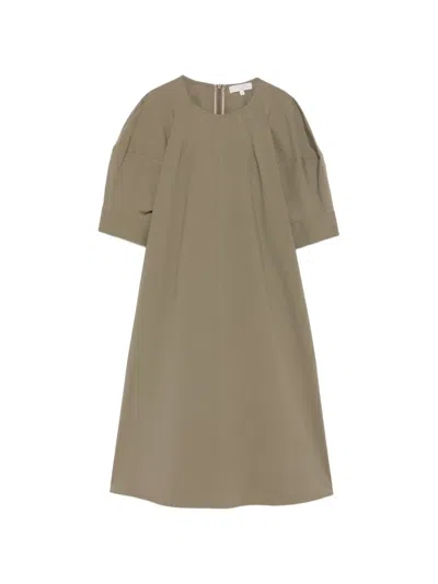 Antonelli Lee Dress With Puff Sleeves In Brown