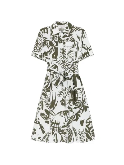 Antonelli Liam Floral-print Midi Dress In White
