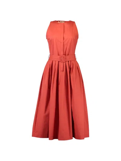 Antonelli Liana Belted Midi Dress In Red