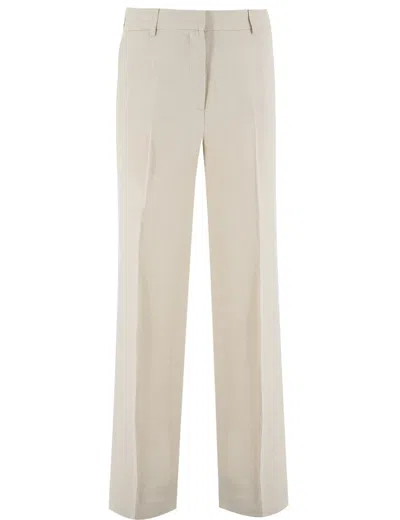 Antonelli Light Beige Viscose Trousers With High Waist In Neutral