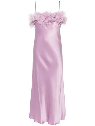 Antonelli Ligorio Feather-trim Midi Dress In Pink