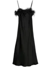 Antonelli Ligorio Feather-trim Satin Dress In Black