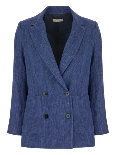 Antonelli Linen Blazer In Blue