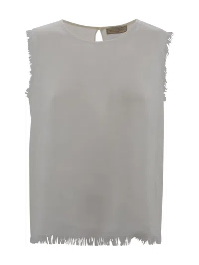 Antonelli Linen-blend Top In Gray