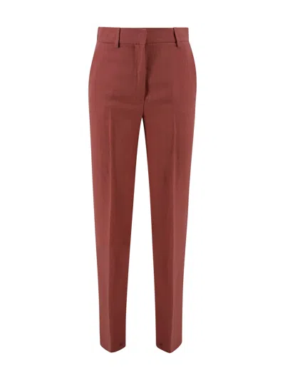 Antonelli Linen-blend Trousers In Burgundy