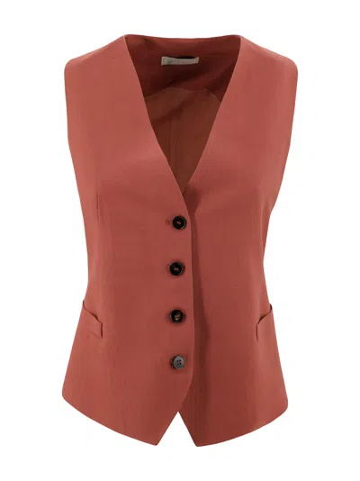 Antonelli Linen-blend Waistcoat In Orange