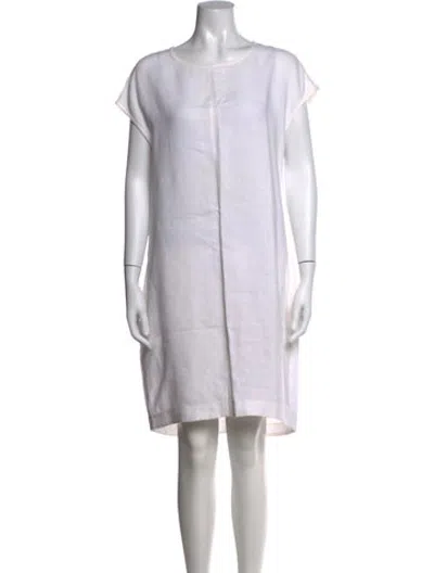 Pre-owned Antonelli Linen Knee-length Dress In White