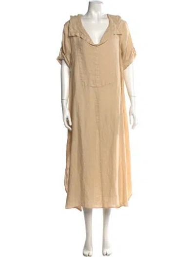 Pre-owned Antonelli Linen Long Dress In Neutral