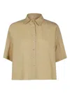 Antonelli Button-up Short Sleeve Top In Neutrals