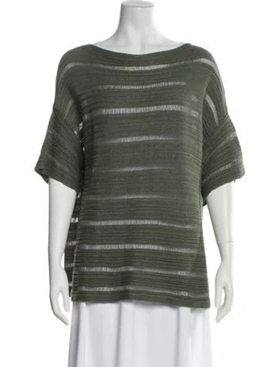 Pre-owned Antonelli Linen Striped Sweater W/ Tags In Green