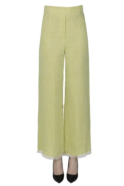Antonelli Linen Trousers In Green