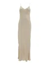 ANTONELLI LONG BEIGE DRESS WITH V NECKLINE IN ACETATE BLEND WOMAN