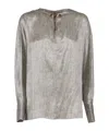 Antonelli Silk Shirt With Classic Collar And Buttoned Cuffs In Gray
