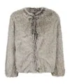 Antonelli Cropped Faux Fur Jacket With Round Neckline And Relaxed Fit In Gray
