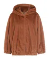 Antonelli Long-sleeved Hooded Fur Coat In Brown