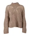 Antonelli Long-sleeved Knitted Sweater In Brown