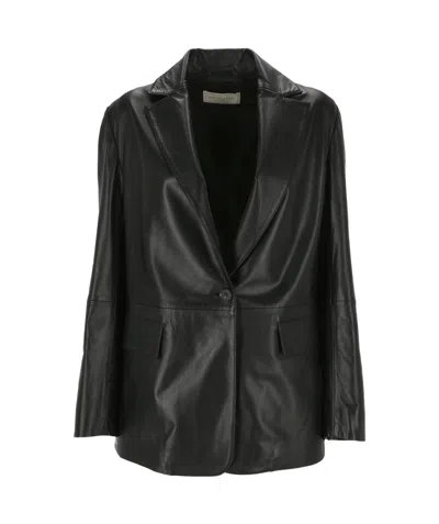 Antonelli Long-sleeved Leather Jacket In Multicolor