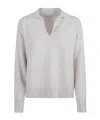 Antonelli Long-sleeved Ribbed Sweater In White