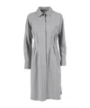 Antonelli Knee-length Tailored Dress With Classic Collar And Structured Pleats In Gray