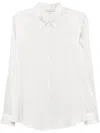 Antonelli Long-sleeved Silk Blend Shirt With Curved Hem And Classic Collar In White