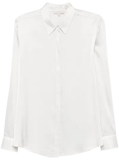 ANTONELLI ANTONELLI LONG-SLEEVED SILK BLEND SHIRT WITH CURVED HEM AND CLASSIC COLLAR
