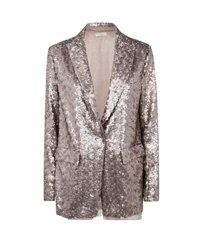 Antonelli Long-sleeved Suit Jacket In Gold