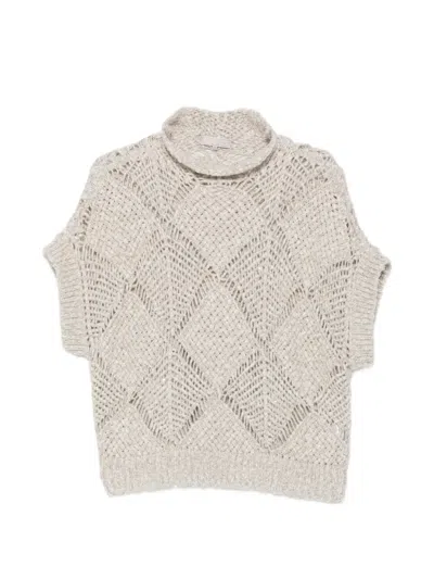 Antonelli Lorena Open-knit Sweater In Neutral