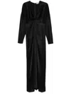 Antonelli Blue 'lucerna' Long Dress Long-sleeves In Black