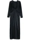 Antonelli Blue 'lucerna' Long Dress Long-sleeves In Blue