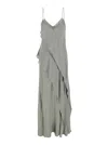 Antonelli Luisiana Green Dress With Spaghetti Straps And Front Ruffle In Satin Woman In Green