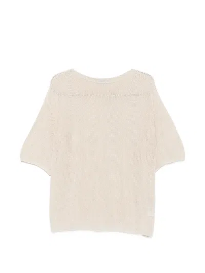 Antonelli Magnolia Crew Neck Knitted Top In Neutral