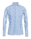 Antonelli Man Shirt Azure Size M Cotton, Polyamide, Elastane In Blue