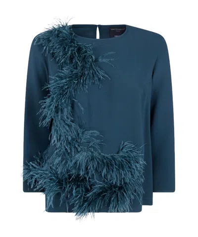 Antonelli 'mango' Round Neck Top In Green